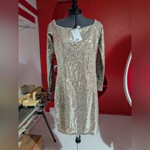 Elegant Gold Sequin Dress By H&M